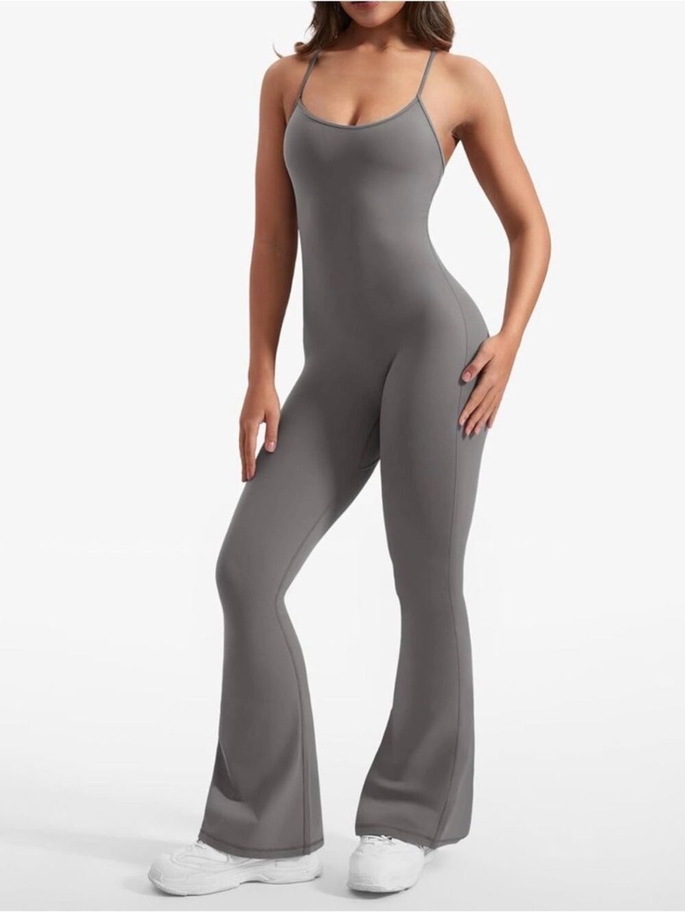 Gray Spaghetti Strap Jumpsuit Size Medium - Picture 3 of 11